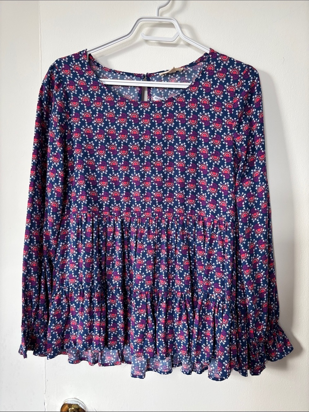 Jane and Delancey Navy Tunic with Pink Floral Print
